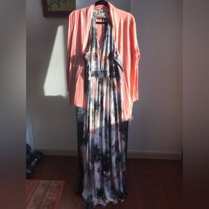 NWT Apricot Lane orange & 2 piece maxi dress/cardigan